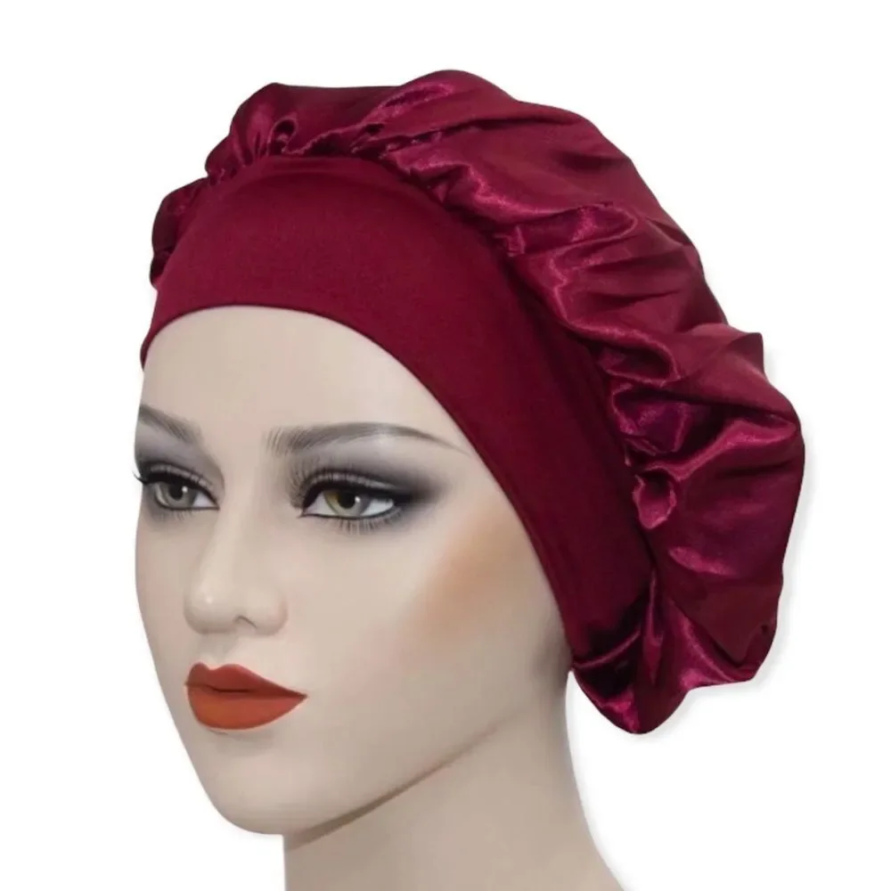 🆕Red Satin Wide Elastic Hair Bonnet